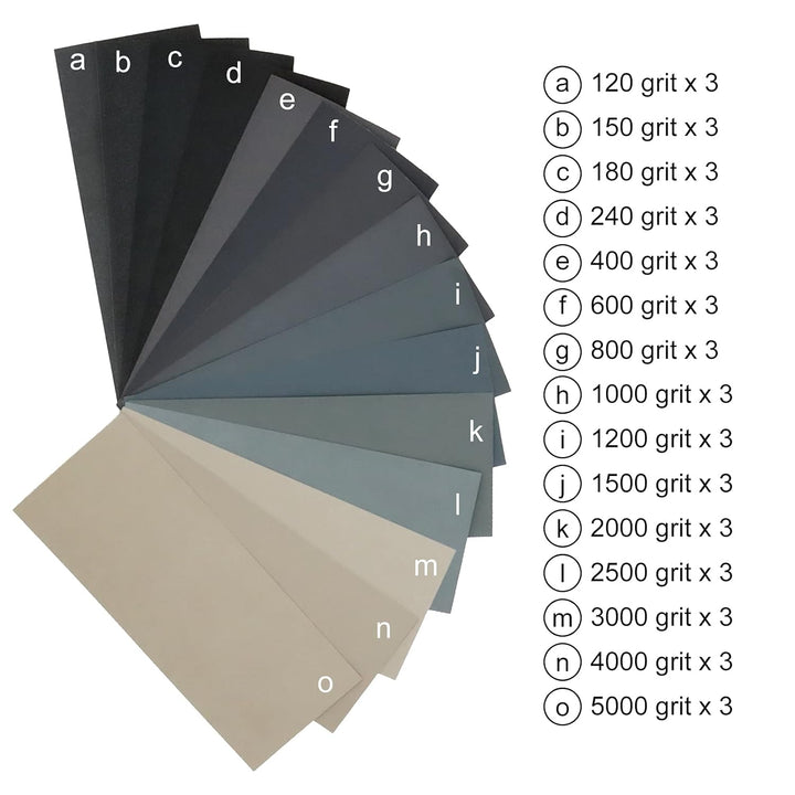 VIBRATITE Wet Dry Schleifpapier Set, 45 Stück Feine Körnung 120 bis 5000 Schleifblatt Sortiment mit