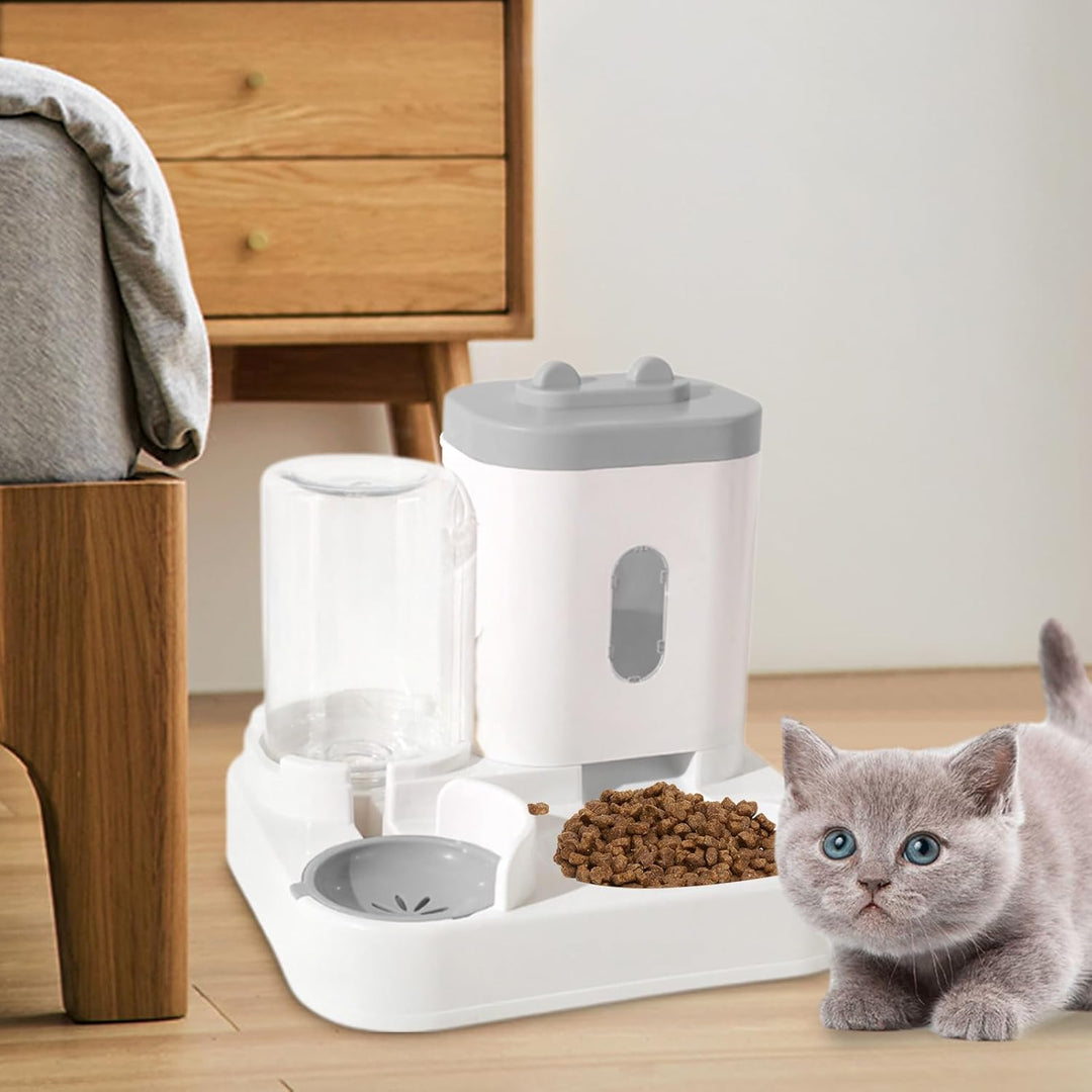 Futterautomat Katze, Tragbarer Katzenfutter Automat Mit 2300 Ml Und Wasserspender Mit 1000 Ml, Leich