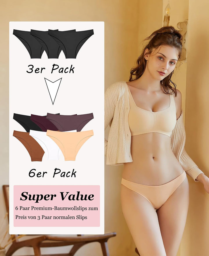ALL OF ME 6er Pack Unterhosen Damen Baumwolle Unterwäsche Frauen Set Cotton Panties Slips Mehrpack H