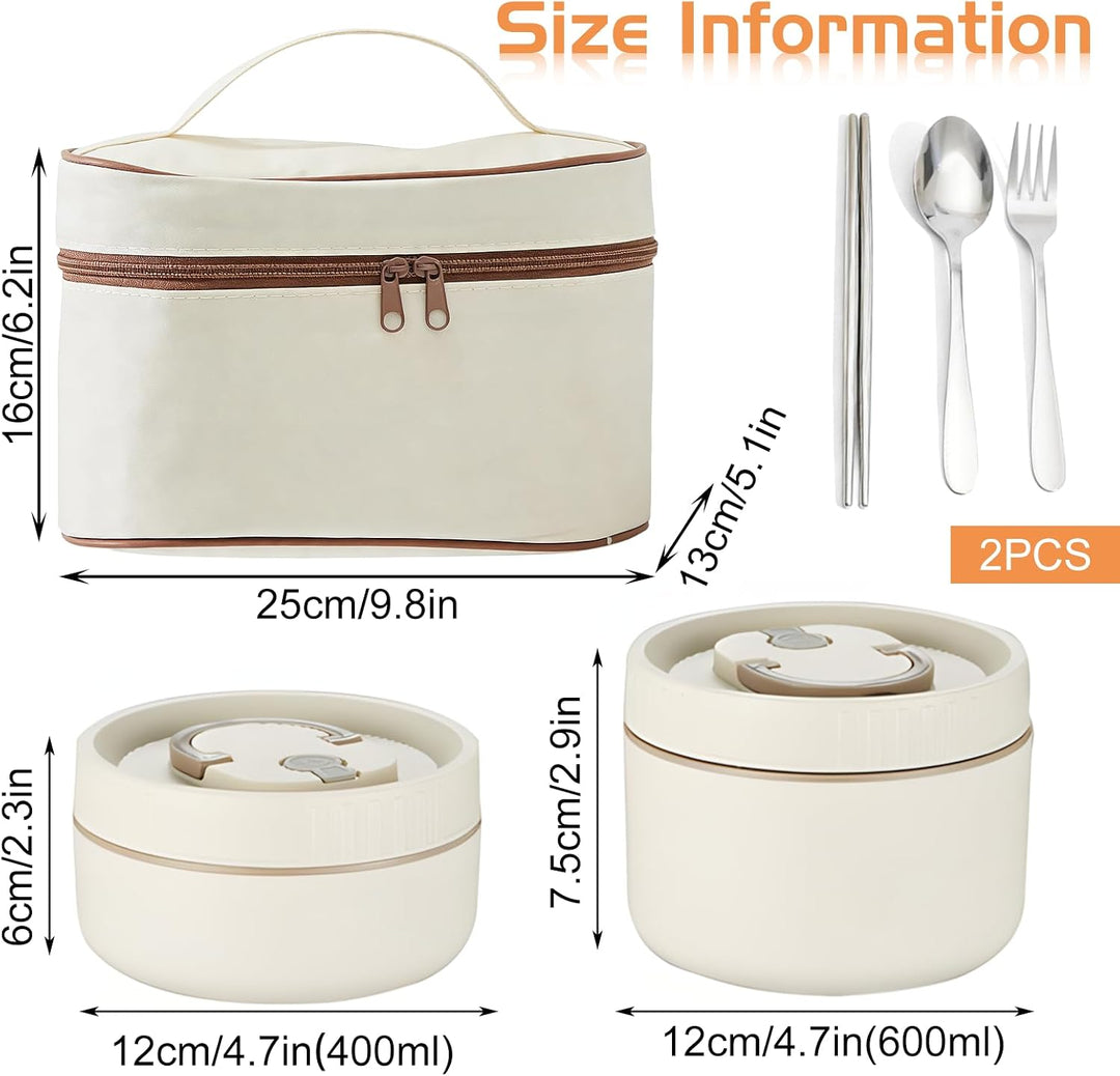 4 Stück Thermobehälter für Essen, 2 * 420ml+ 2 * 620ml, Thermo Lunchbox Edelstahl Mit Tasche, Thermo