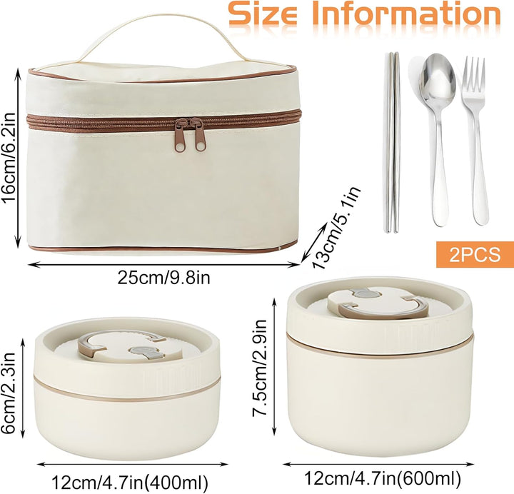 4 Stück Thermobehälter für Essen, 2 * 420ml+ 2 * 620ml, Thermo Lunchbox Edelstahl Mit Tasche, Thermo
