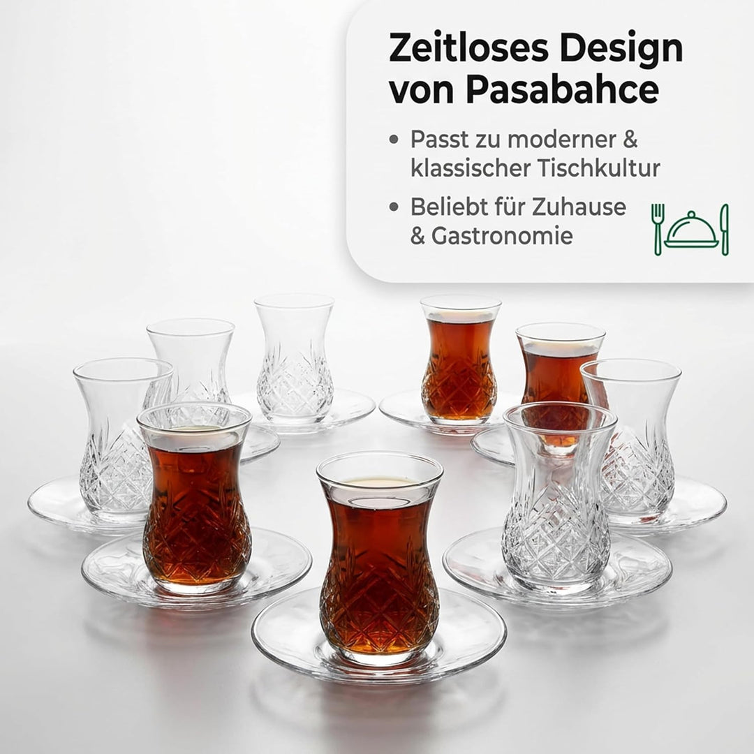 by Pasabahce Timeless Teegläser 170ml, 12er Set, Gläser aus Kristallglas, Facettenschliff, spülmasch