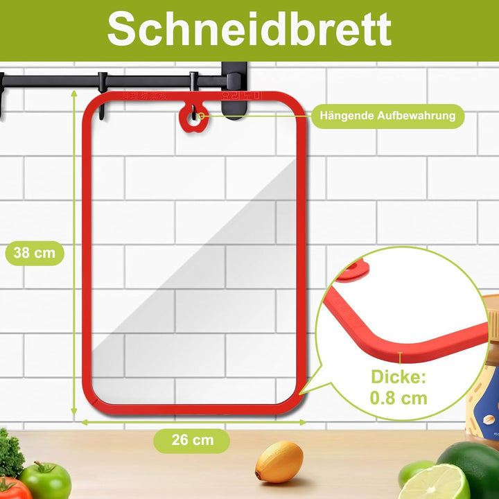 Freshmagic Schneidebrett Glas Spülmaschinenfest, Hochwertiges Glasschneidebrett mit Anti-Geruch für
