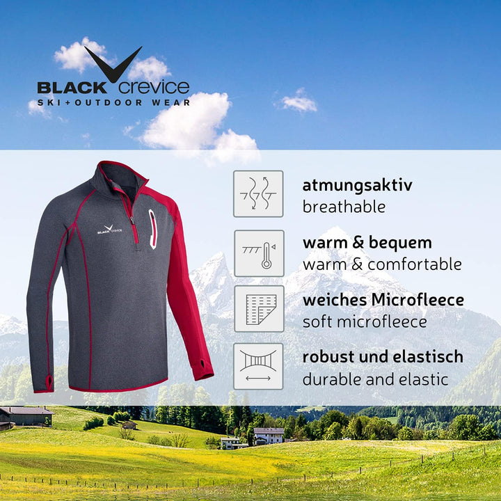 Black Crevice Herren Microfleece Pullover Second Layer Midlayer BCR297137 Forest Green/Grey XXL, For