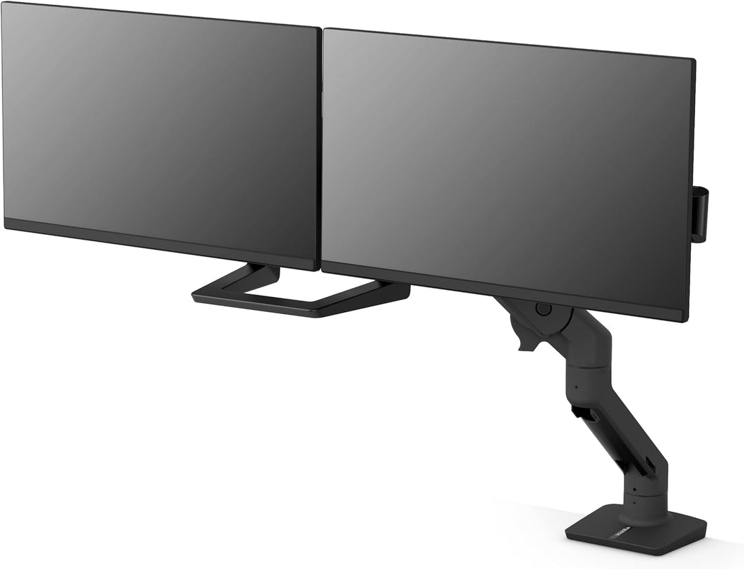 ERGOTRON HX Dual Monitor Arm in Schwarz - Monitor Tischhalterung mit patentierter CF-Technologie für
