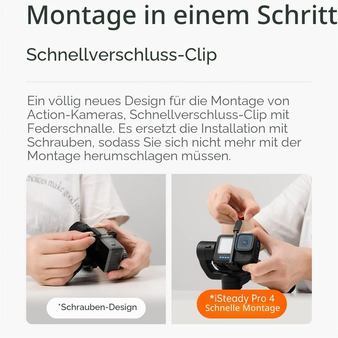 Hohem iSteady Pro 4 Action-Kamera Gimbal 3-Achse Spritzwassergeschützter Stabilisator für GoPro Hero