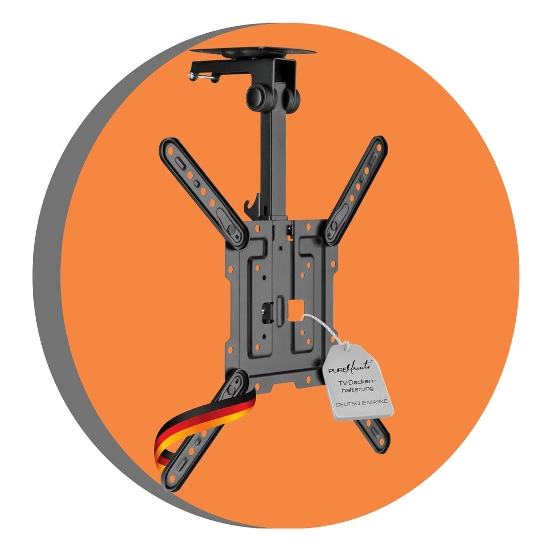PureMounts TV Deckenhalterung für Fernseher, geeignet für 23-55 Zoll, klappbar, höhenverstellbar, sc
