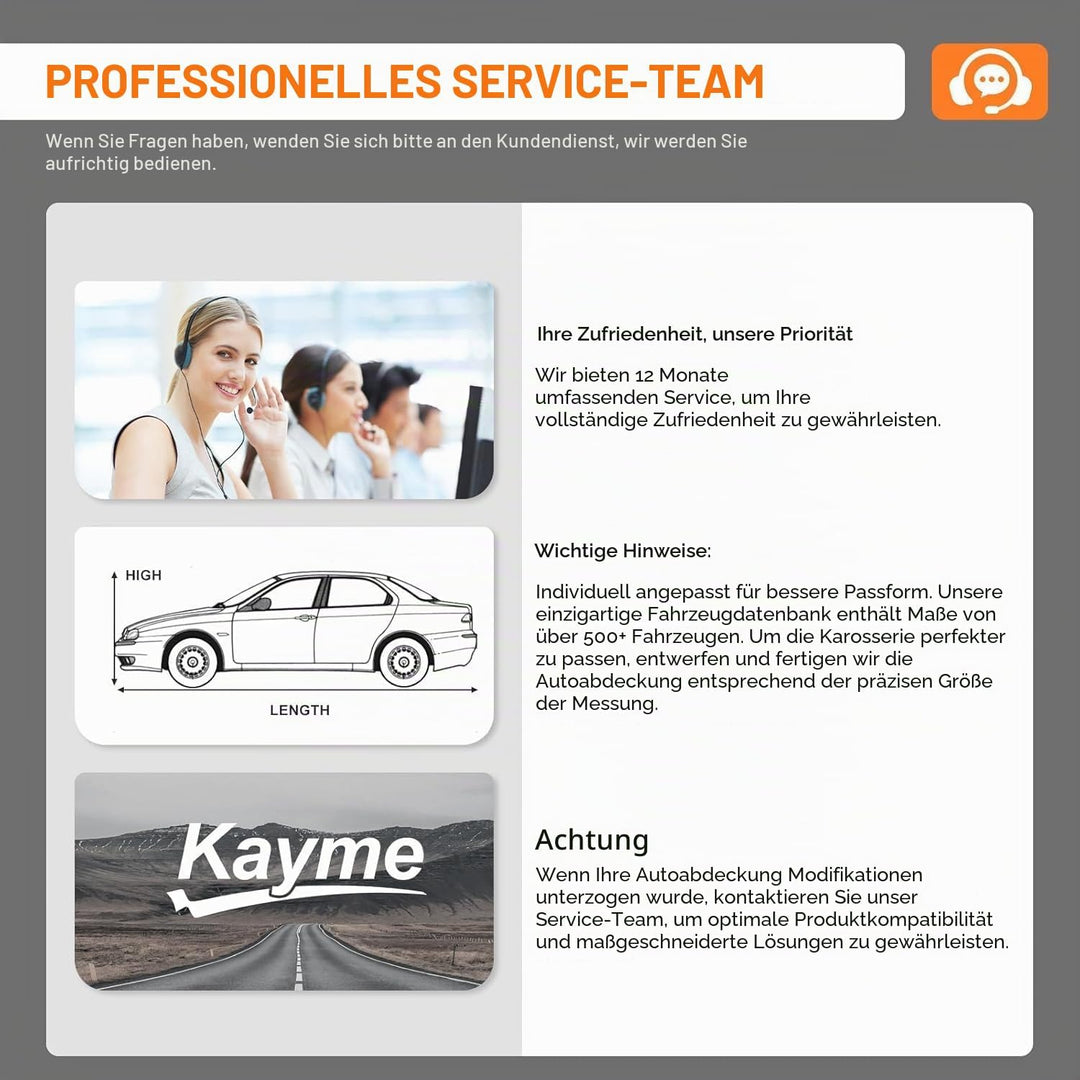 Kayme Robuste Autoabdeckung Wasserdicht, Outdoor Vollgarage Autoplane mit Klebeband und Handtuch – S