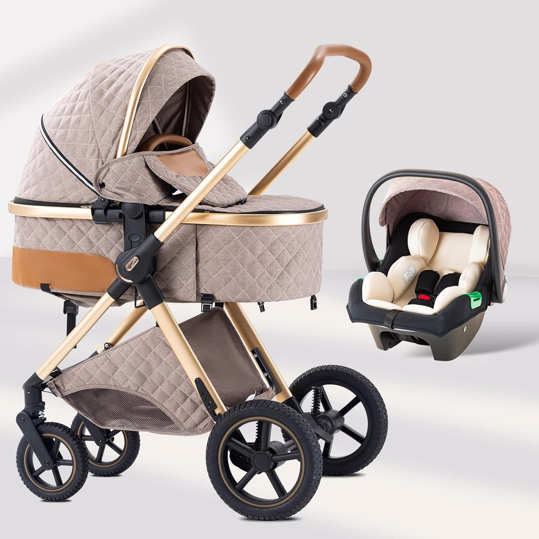 BEBBY Kinderwagen, Standard-Kinderwagen, Kinderwagen 3 in 1,Kinderwagen mit Faltbarem Tragbarem für
