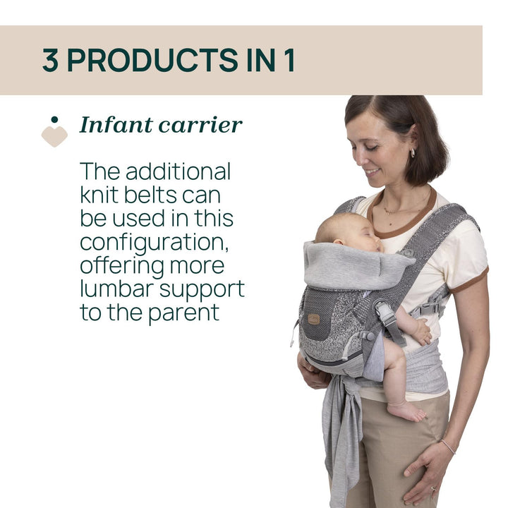 Chicco Airy Hip Fit Ergonomische 3-in-1 Babytrage, Abnehmbarer Basis-Support zur Gewichtsverteilung,