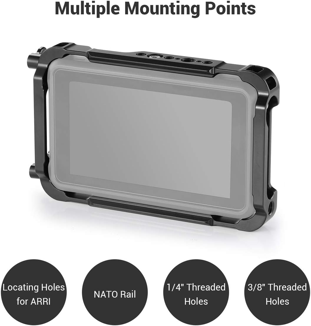 SMALLRIG Monitor Cage für Atomos Ninja V, Käfig mit Befestigungspunkten und SSD-Laufwerksperren - 22