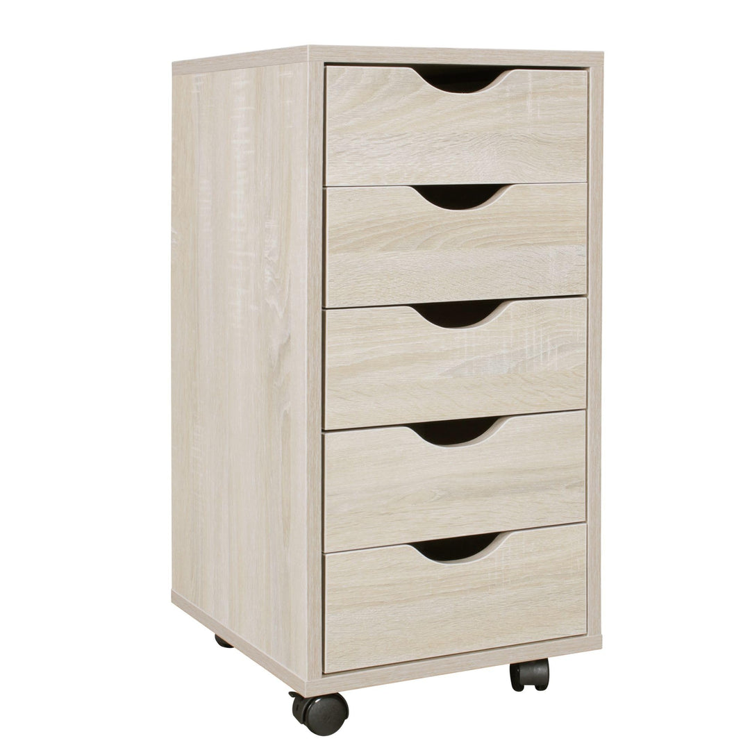 FineBuy Kinder Rollcontainer 33 x 64 x 38 cm Holz 5 Schubladen, Moderner Schubladencontainer mit Rol