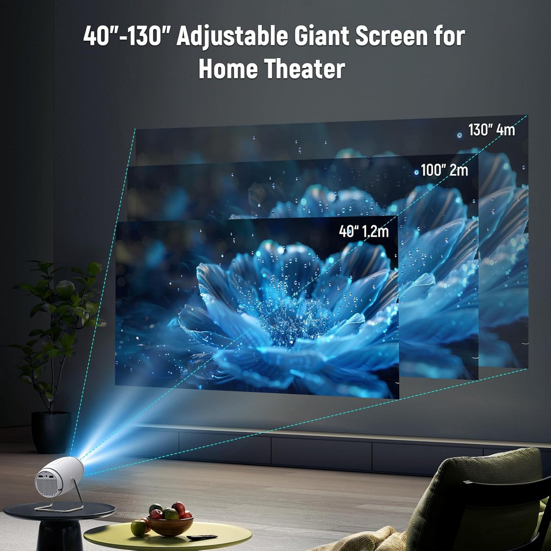 Mini Projektor 4K Mini Beamer WiFi 6 und Bluetooth 5.4, Tragbarer Video Projektor, 130 Zoll Home Cin