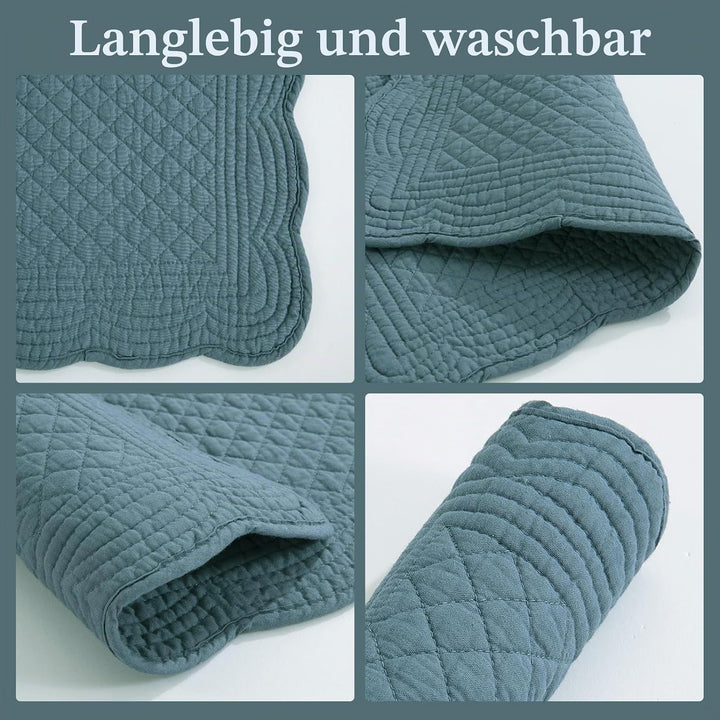 MABOZOO Gesteppte Tischsets aus 100 % Baumwolle, waschbar, für Küche und Esstisch, rechteckig, reinw