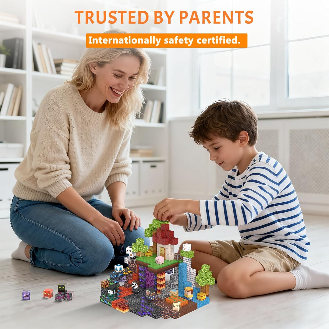 Vdealen 300 PCS Magnetische Bausteine, Stapelung Magnetwürfel Spielzeug für Kinder, STEM Montessori