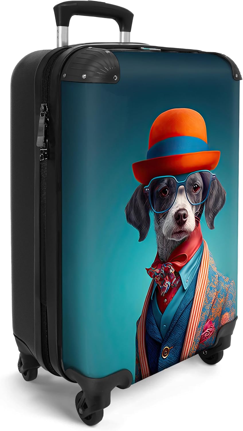 NoBoringSuitcases.com® Koffer Handgepäck Trolley Rollkoffer Kleine Reisekoffer mit 4 Rollen - Hund -