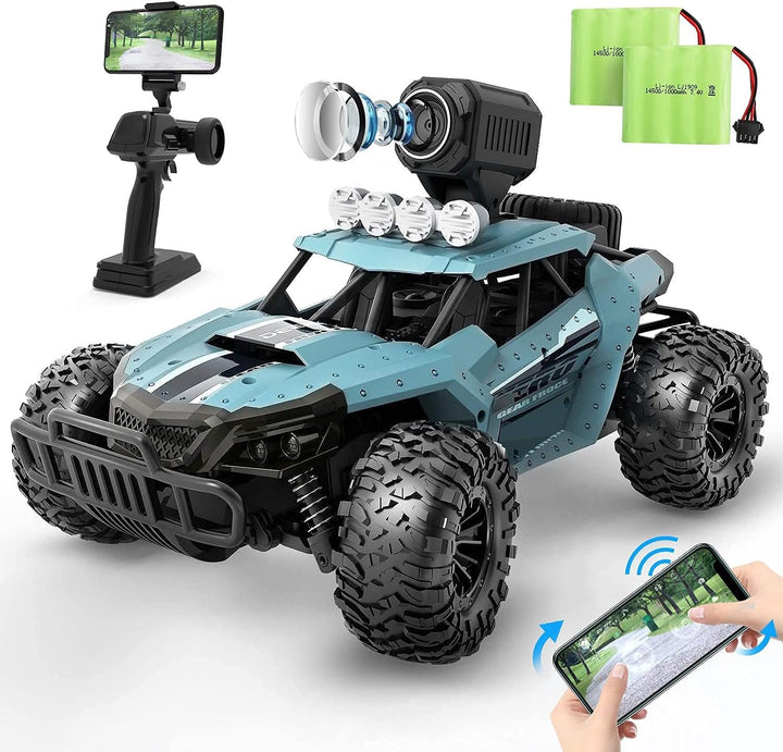 DEERC Ferngesteuertes Auto 1:16 RC Truck mit 720P Kamera Foto WiFi Übertragung 2.4Ghz 2 Akku 60 Minu