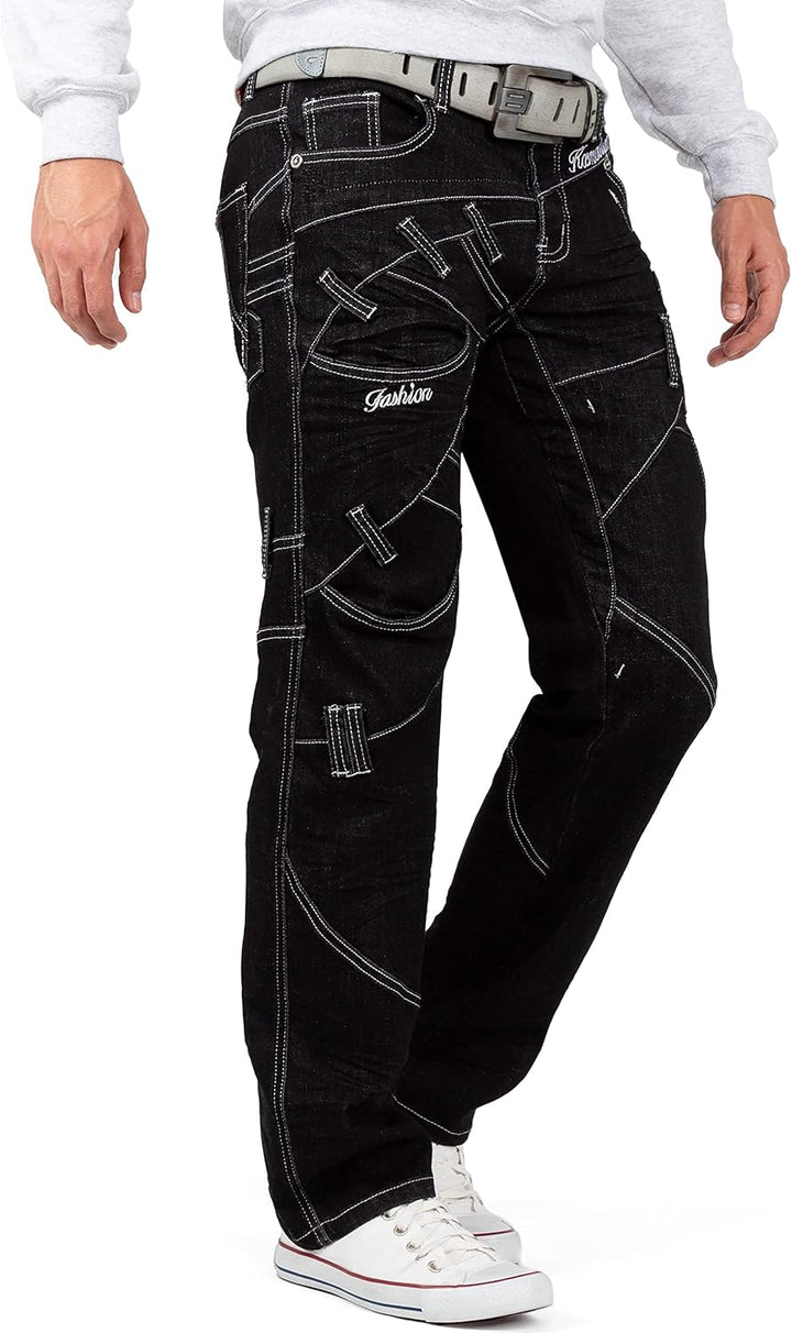 KOSMO LUPO Herren Jeans - Regular-Fit mit Knopfleiste | Optimale Passform, 5-Pocket-Style, Kontrastn