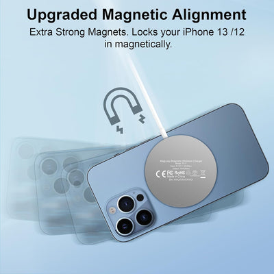 Mag Safe Ladegerät, 3 in 1 Wireless Charger mit 1.5m USBC Kabel, Magnet Induktive Kabellose Ladestat