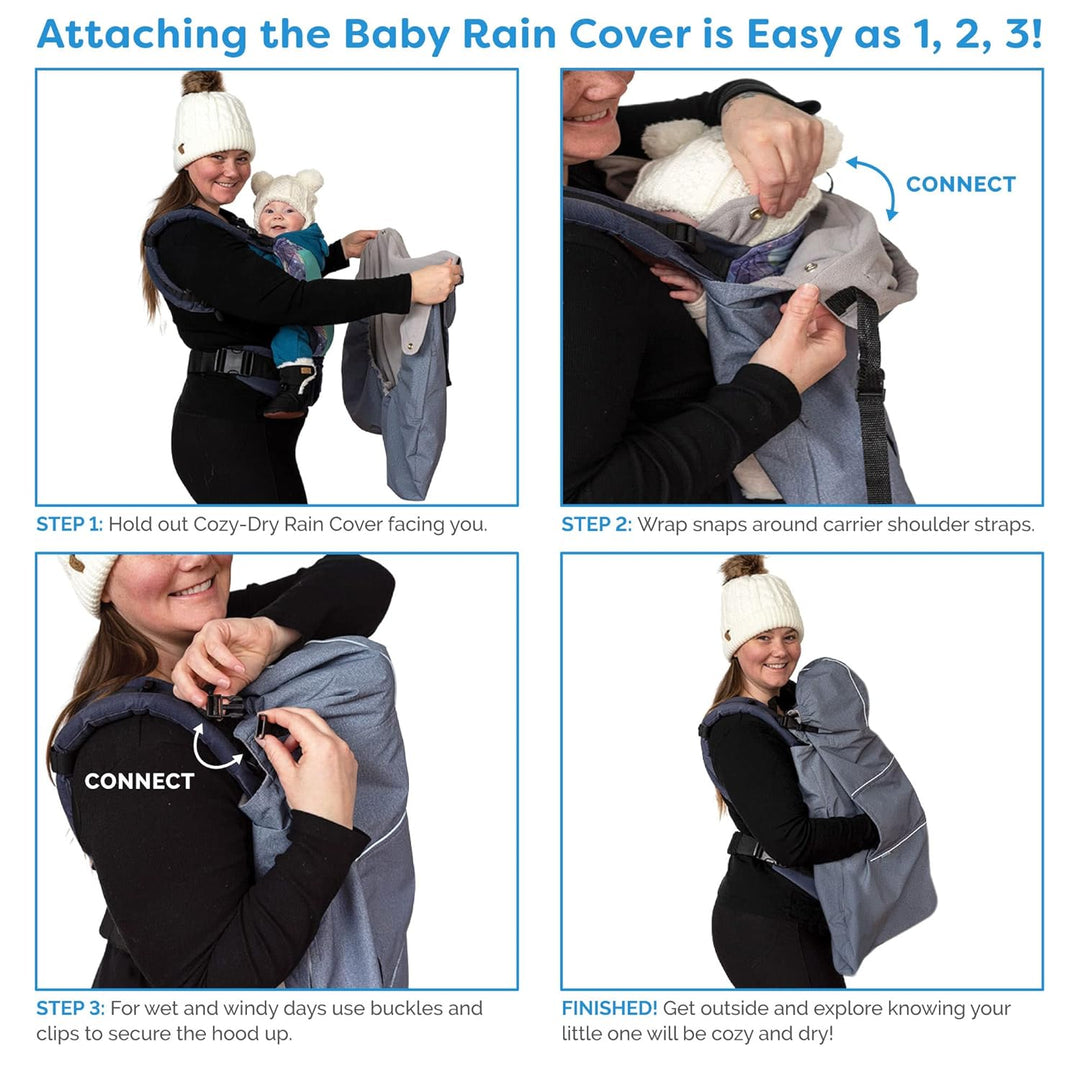 JAN & JUL Waterproof Baby Rain Cover with Hood and Pockets, Universal for Baby Carriers and Stroller