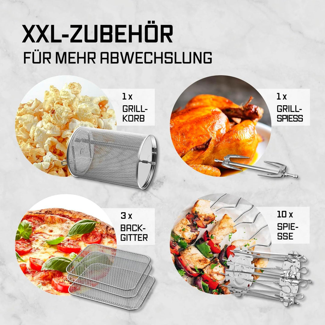 GOURMETmaxx Heissluftofen mit Panoramadach & Frontfenster 12,5 L | Heissluftfritteuse mit 9 Funktion