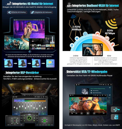 Erisin Android 10.0 Autoradio mit Navi GPS DVD Player für VW Golf 5/6 Polo Passat Tiguan Touran Cadd