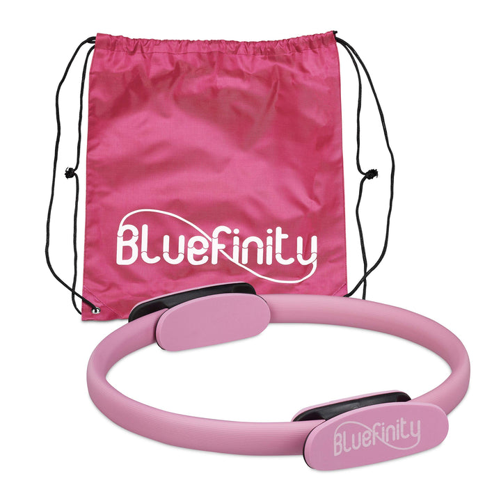 Bluefinity Pilates Ring mit Übungen, Doppelgriff, gepolstert, Widerstandsring Yoga, Fiberglas, Fitne