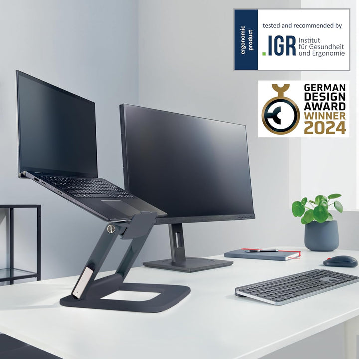Leitz Ergo höhenverstellbarer Multi-Winkel Laptopständer, für 13“ - 15“ Laptops, 80% recycelter Kuns