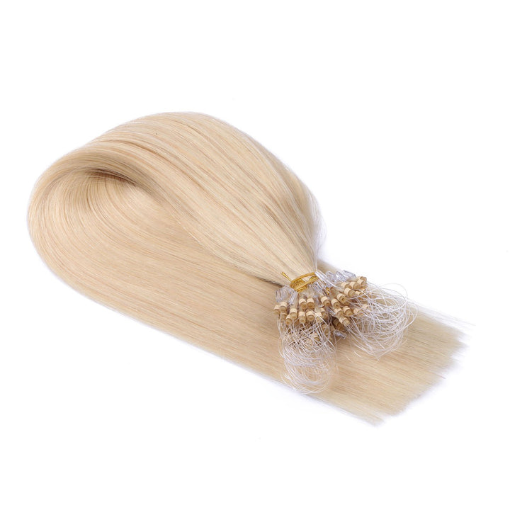 Micro-Ring/Loop Hair Extensions (#613 - HELLLICHTBLOND - 60 cm - 200 Strähnen - 0,5g) 100% Remy Echt
