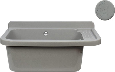 Waschbecken Ausgussbecken mit Armatur 59 cm x 34 cm x 21 cm Spülbecken Waschtrog mit Überlauf Waschb