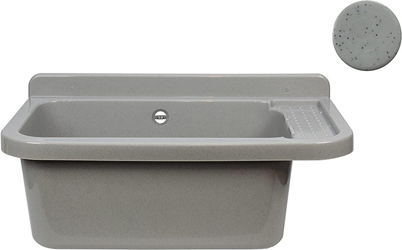 Waschbecken Ausgussbecken mit Armatur 59 cm x 34 cm x 21 cm Spülbecken Waschtrog mit Überlauf Waschb