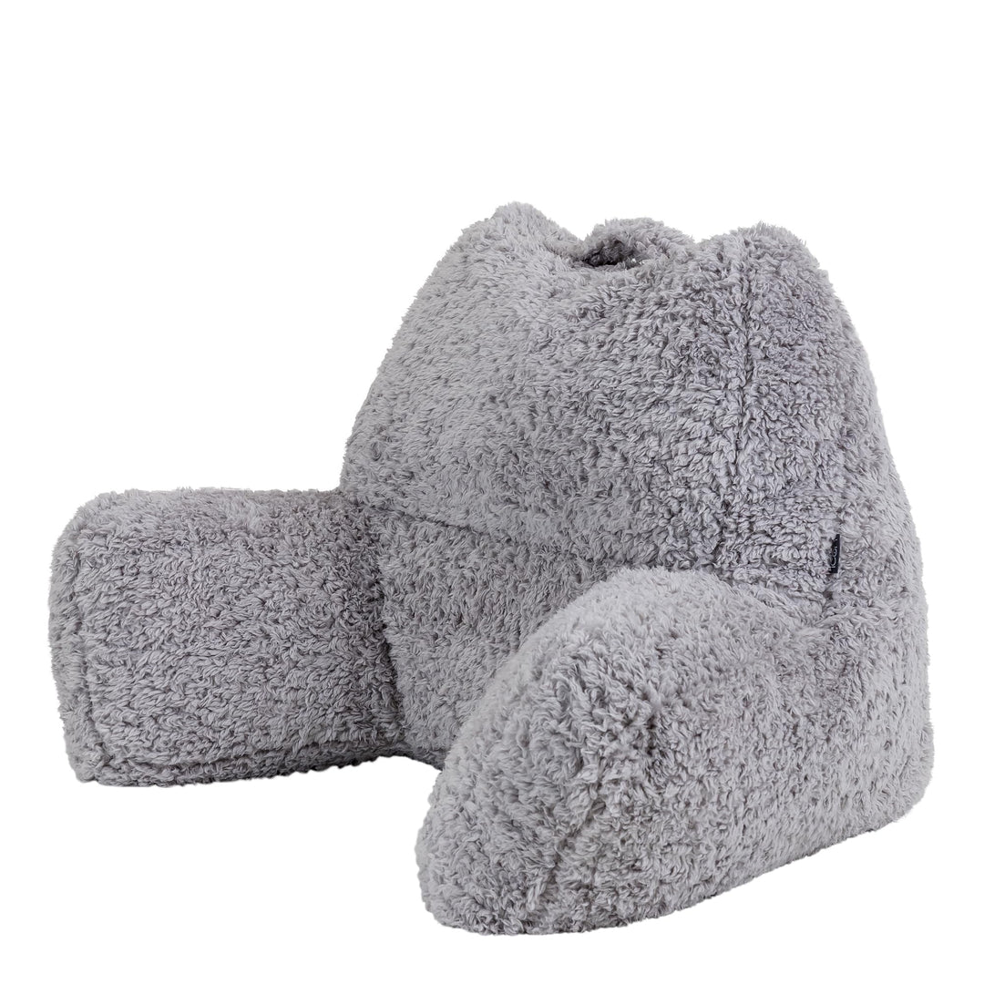 Icon Teddybär Rückenlehne Lesekissen, Grau, Lesekissen Flauschig mit Sitzsack Füllung, Rückenstütze