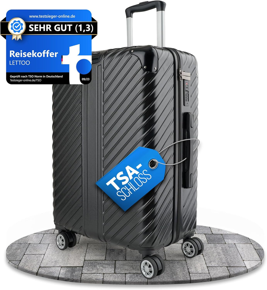 80L (64x44x28) Reisekoffer mit Rollen - Extrem Stabiler Trolley Koffer mit Laptoptaschen-Befestigung
