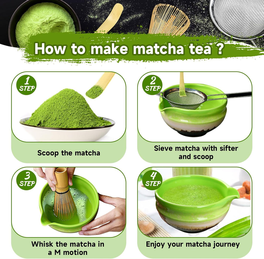 Simsky Matcha set, Japanisches Tee-Set, Matcha-Schale, Schaufel, Sieb, Matcha-Besenhalter, Matcha-Be