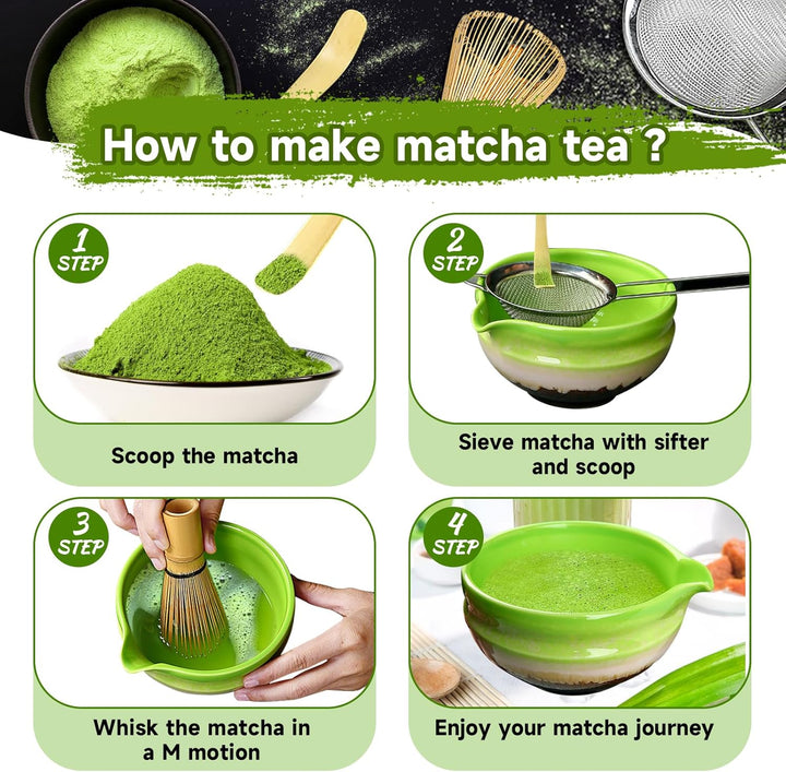 Simsky Matcha set, Japanisches Tee-Set, Matcha-Schale, Schaufel, Sieb, Matcha-Besenhalter, Matcha-Be