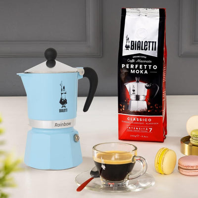 Bialetti 5043 Rainbow Caffettiera Colorata, Alluminio, Azzurro, 6 Tazze, Hellblau Hellblau 6 Tassen,