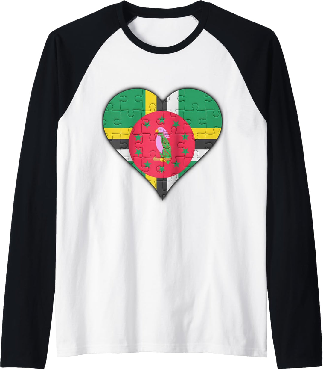 Dominica Dominikanische Flagge Herz Raglan