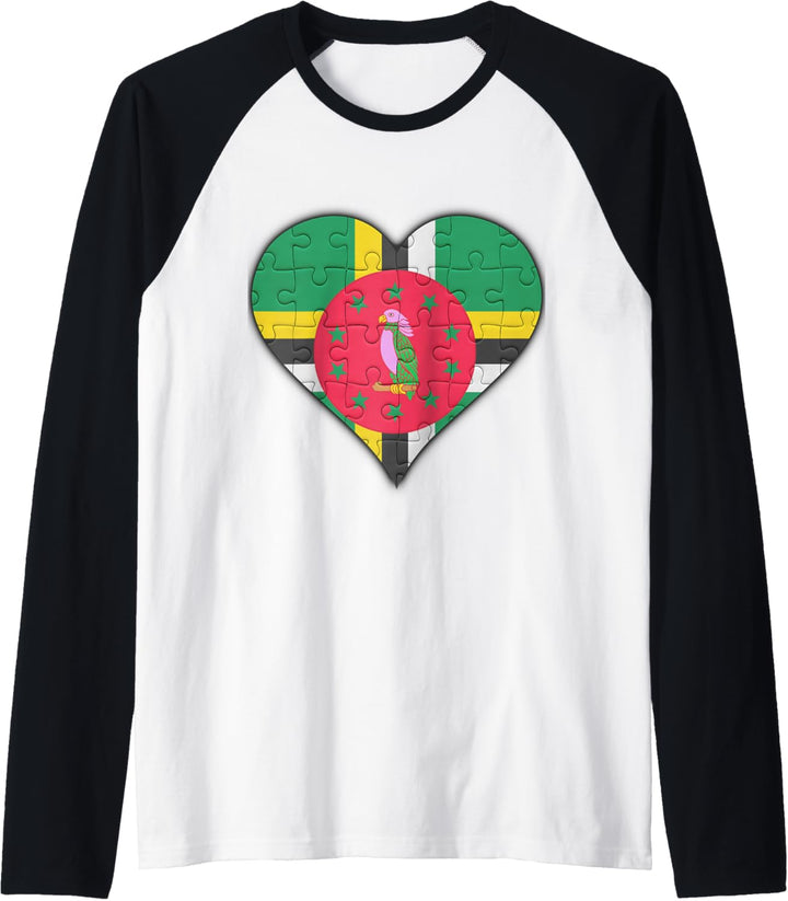 Dominica Dominikanische Flagge Herz Raglan