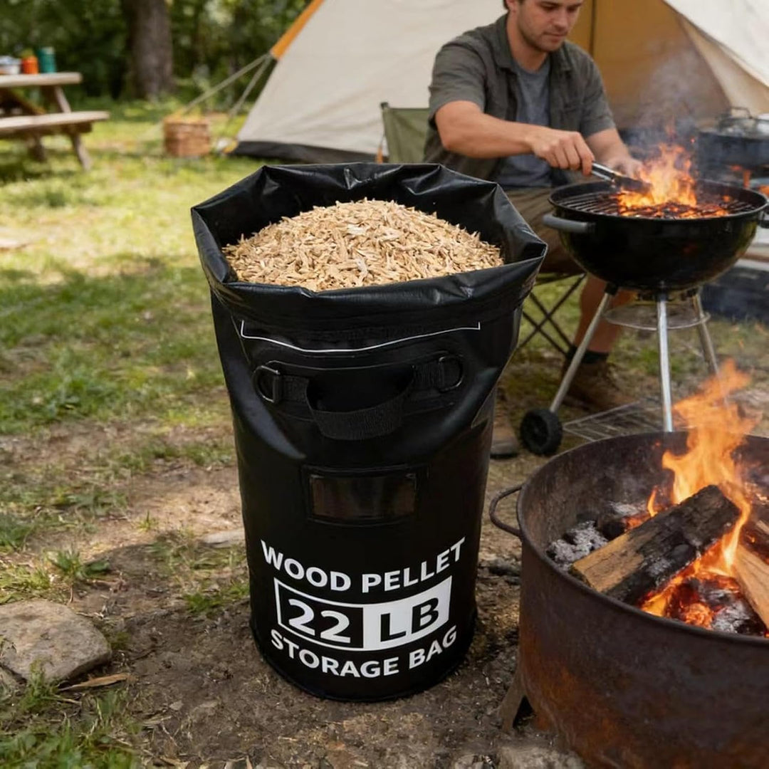 Pelletbehälter für BBQ, Kohlespender mit Fassungsvermögen von 10 kg – wasserdichter Behälter aus Hol