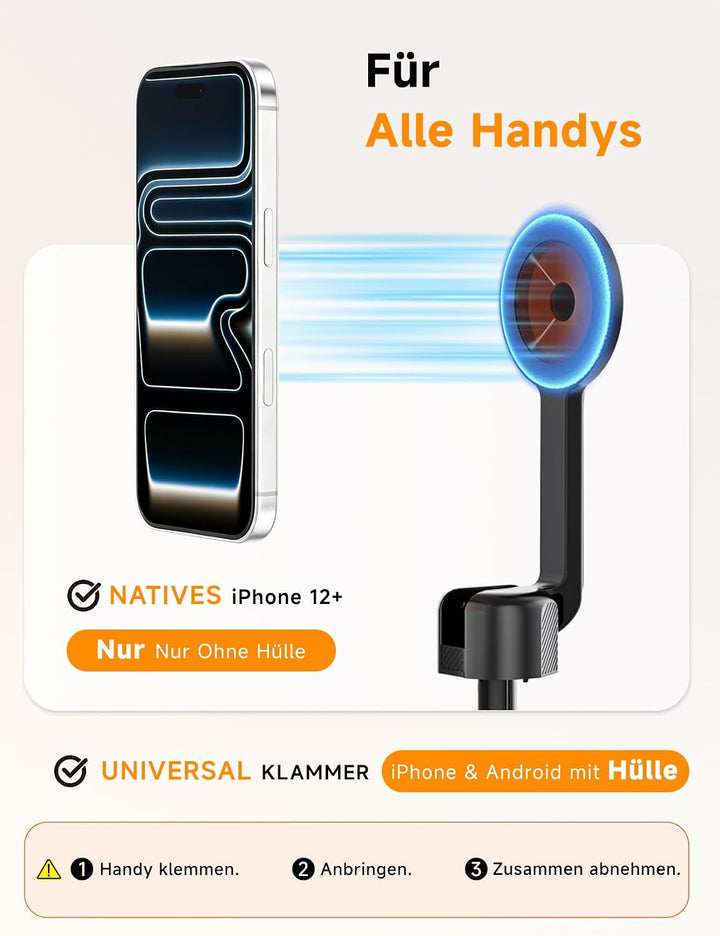 ANXRE 180cm Magnetisches Handy Stativ ＆ Selfie Stick mit Akku-Fernbedienung | Universelle Magnet Han
