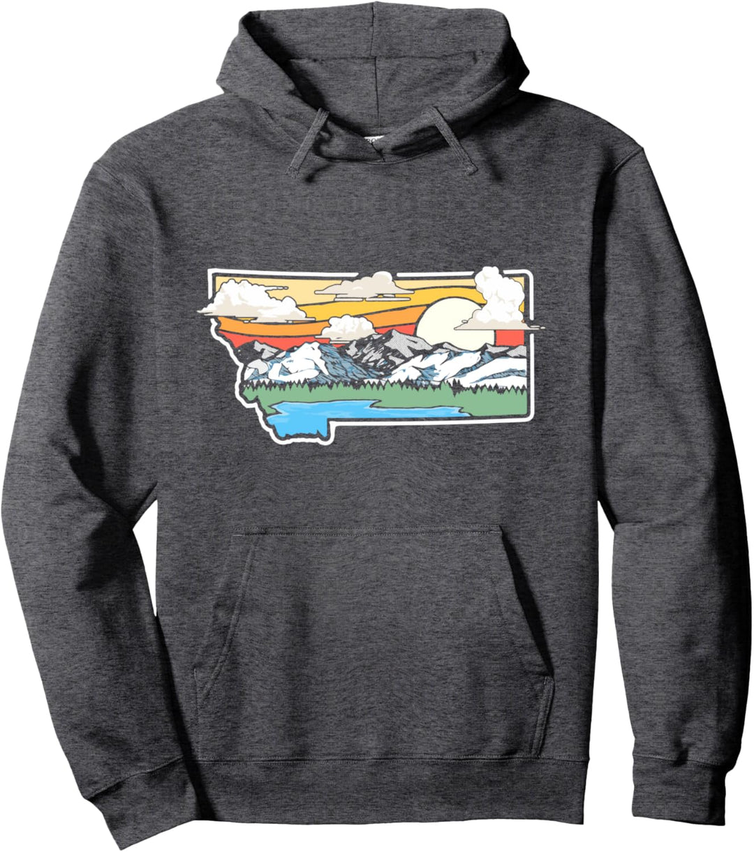 Vintage Montana Outdoors Retro Mountains & Nature Graphic Pullover Hoodie