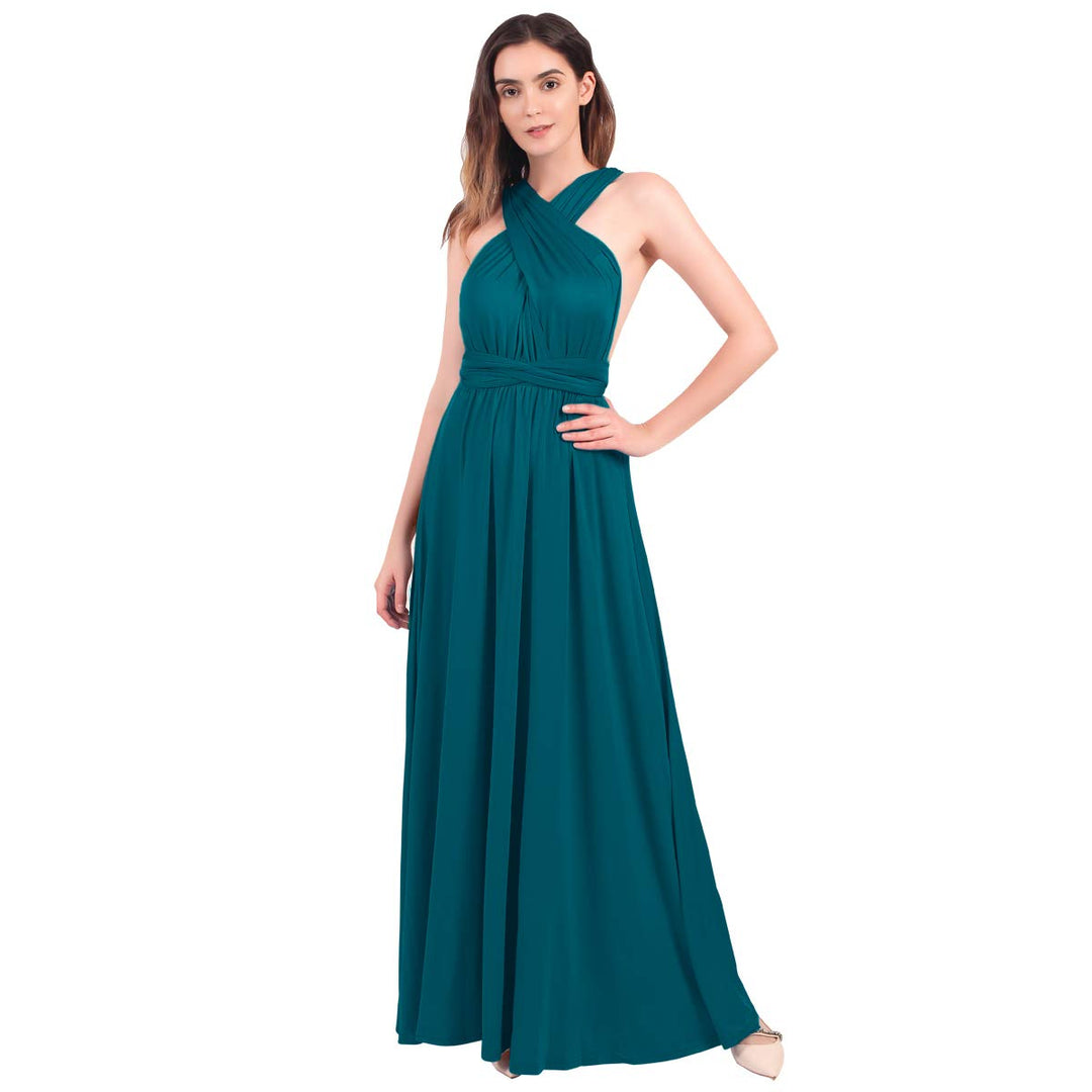 FYMNSI Damen Multiway Lange Abendkleid Hochzeit Brautjungfernkleid Bodenlang Partykleid Cocktailklei