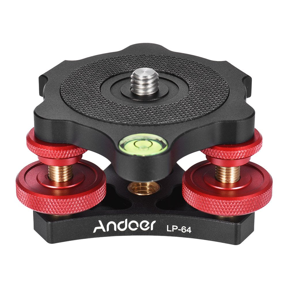 Nivellierbasis,Andoer LP-64 Stativ Nivellierbasis Tri-Rad Precision Leveler mit Blase Level 3/8" Sch