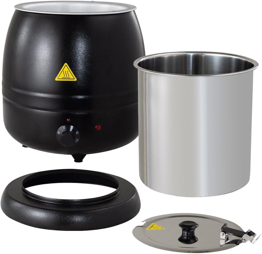 Suppentopf Elektrisch 10L I Suppenwärmer mit Edelstahlbehälter I Elektrischer Kochtopf für Gastronom