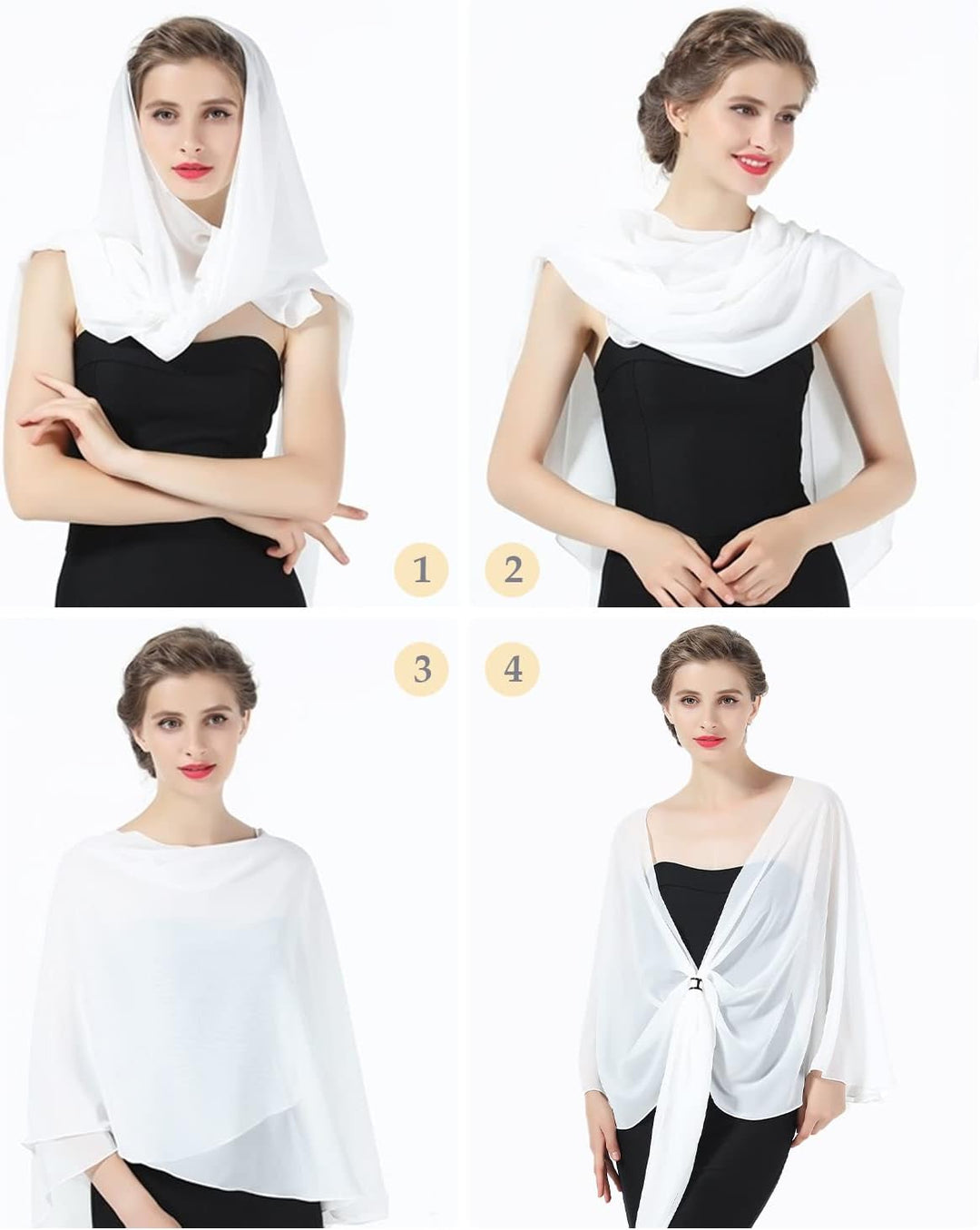 BEAUTELICATE Damen Chiffon Schal Stola Elegante Bolero Leichter Sommerjacke Braut Schal für Brautkle