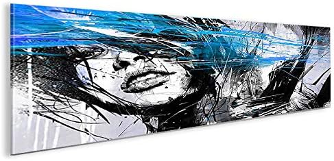 islandburner Bild Bilder auf Leinwand Street Art Blue Panorama XXL Poster Leinwandbild Wandbild Deko