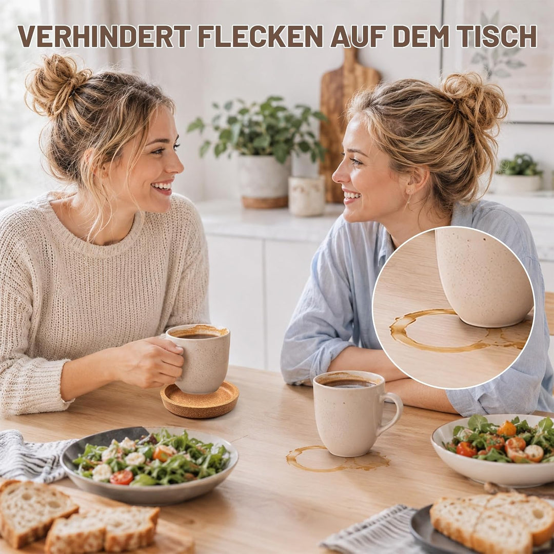 Kork Untersetzer 16 Stück, Absorbierende HitzebestäNdige Runde Kork Untersetzer (⌀10cm), Tischoberfl