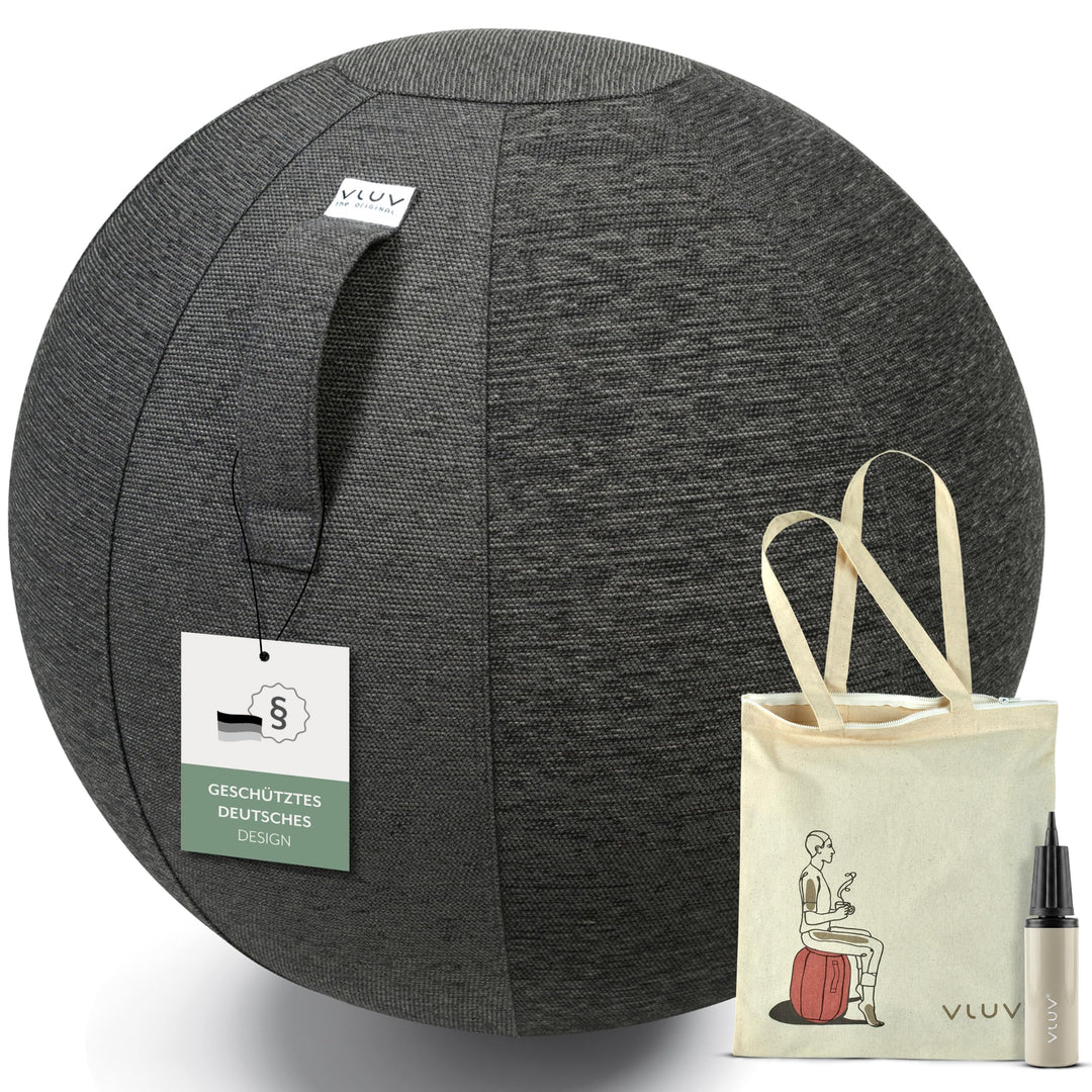 VLUV BOL STOV Stoff-Sitzball, ergonomisches Sitzmöbel für Büro und Zuhause, Farbe: Anthrazit (dunkel