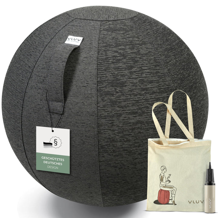VLUV BOL STOV Stoff-Sitzball, ergonomisches Sitzmöbel für Büro und Zuhause, Farbe: Anthrazit (dunkel