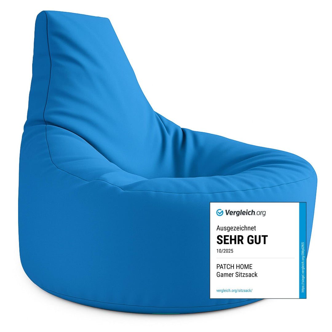 PATCH HOME Gamer Kissen & Lounge Sitzsack – befüllbar mit Reissverschluss, gefüllt mit Styropor, gee